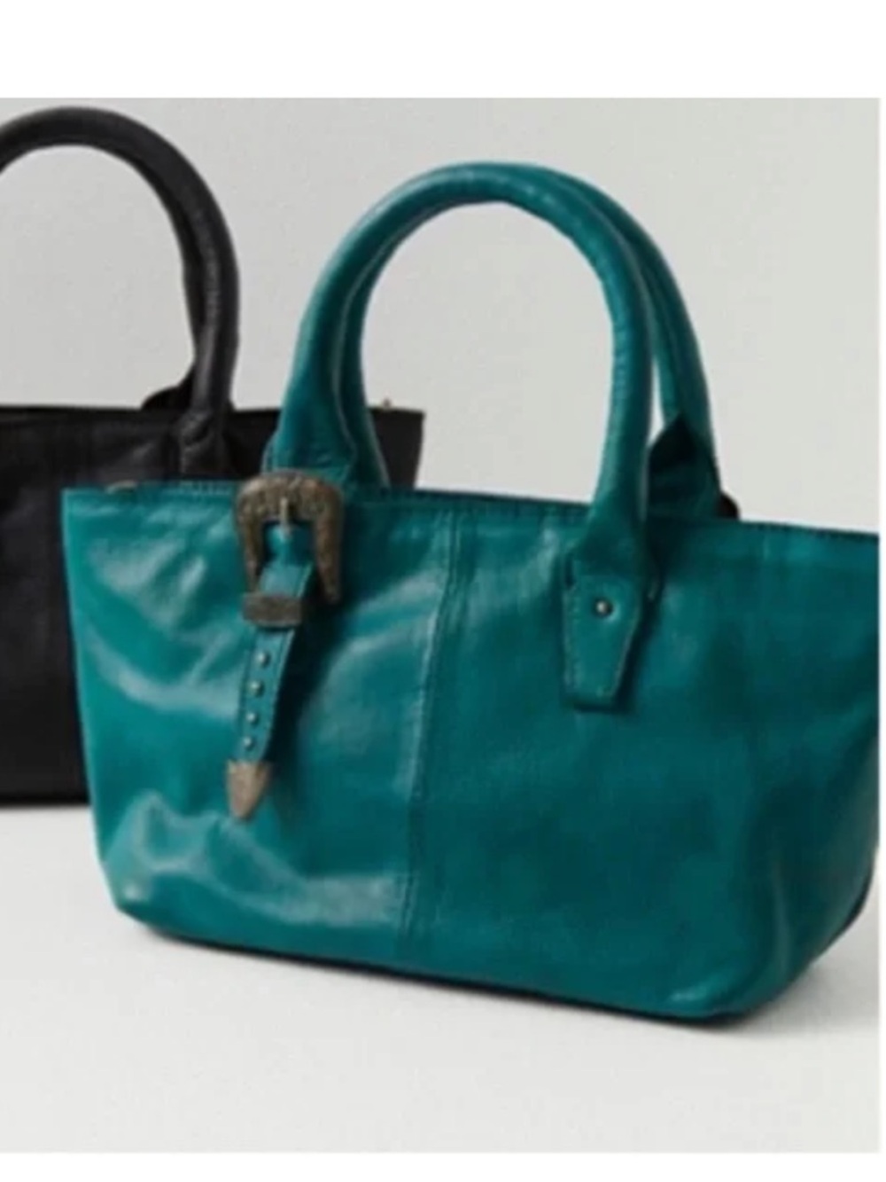 Free People Bandera Western buckle Crossbody bag green leather small tote